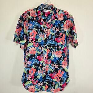 Cabana by Crown & Ivy Tropical Hawaiian Magnum PI Mens Button Up Shirt Small